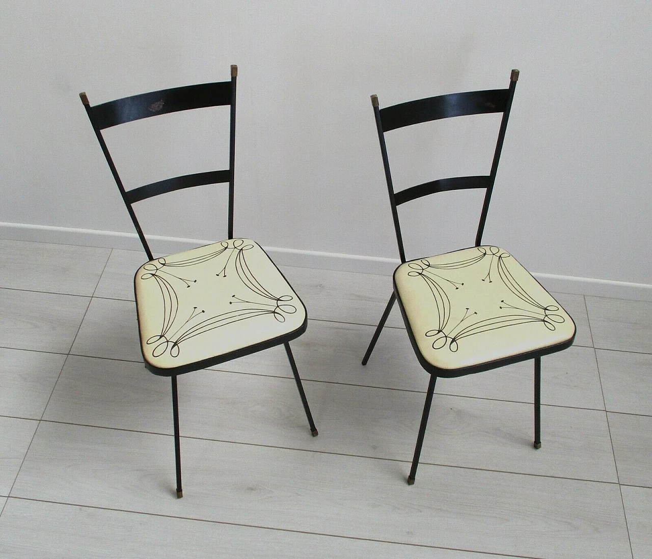 Pair of Fornasetti metal armchairs from the 1960s 4