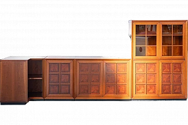 Fox Hunt modular corner cabinet in cherrywood with Glass doors, 1970s