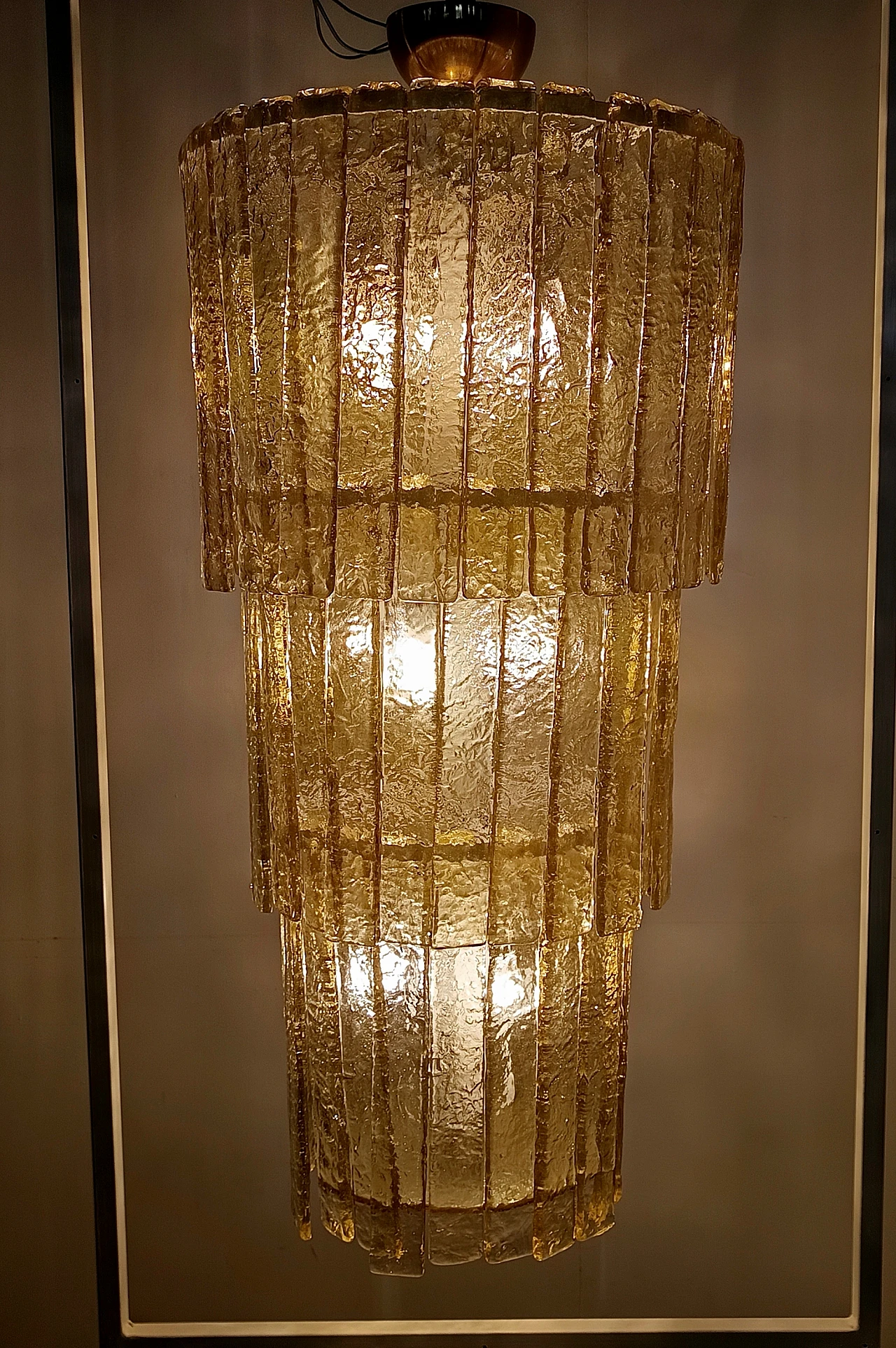 Golden Italian Murano Glass Chandelier, 1970s - 1980s 1