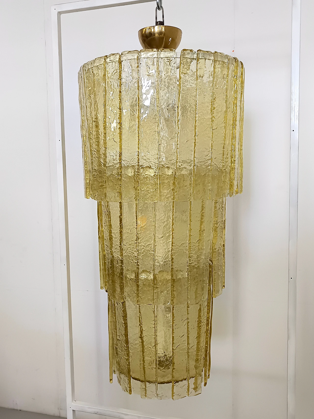 Golden Italian Murano Glass Chandelier, 1970s - 1980s 8