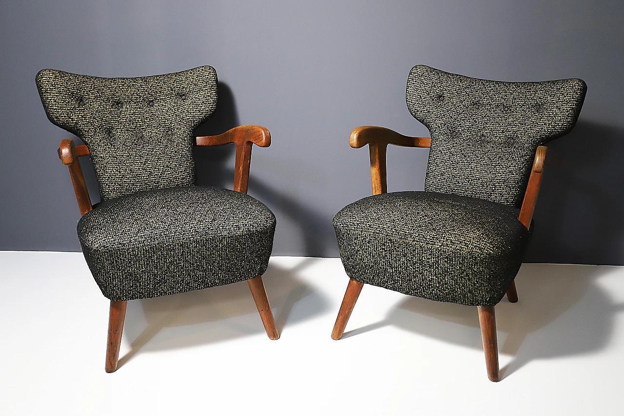 Coppia di poltrone Wingback, anni '40 2