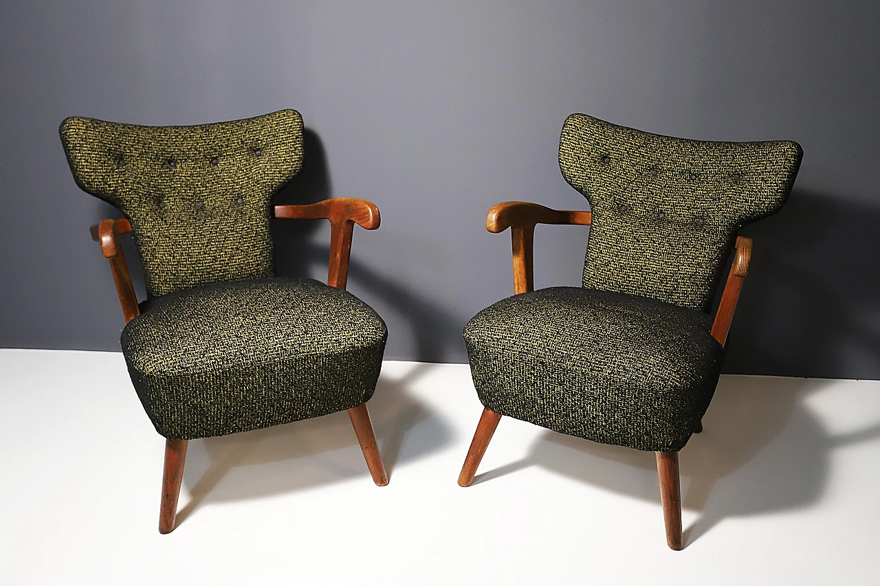 Coppia di poltrone Wingback, anni '40 3