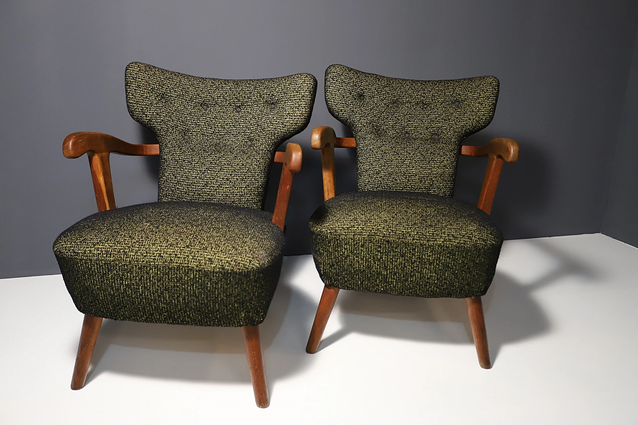 Coppia di poltrone Wingback, anni '40 9