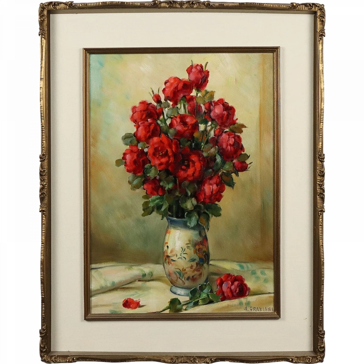 Modern Painting Signed A. Paolo Graziani Flower Composition \'900 10