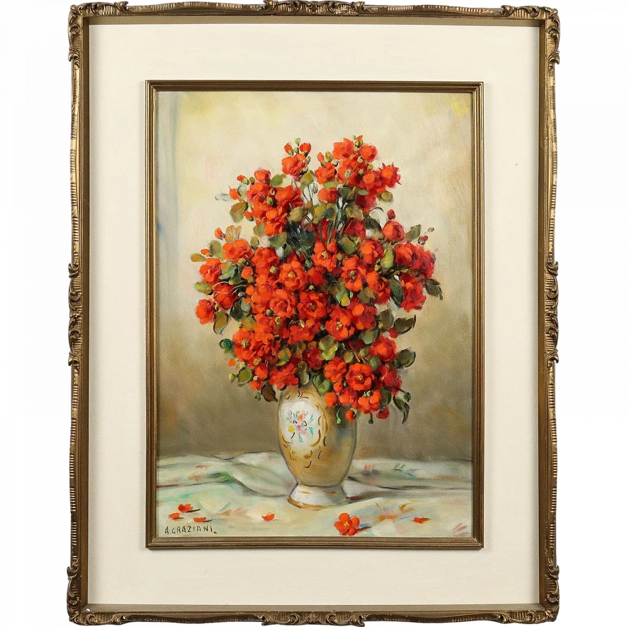 Modern Painting Signed A. Paolo Graziani Flower Arrangement \'900 11