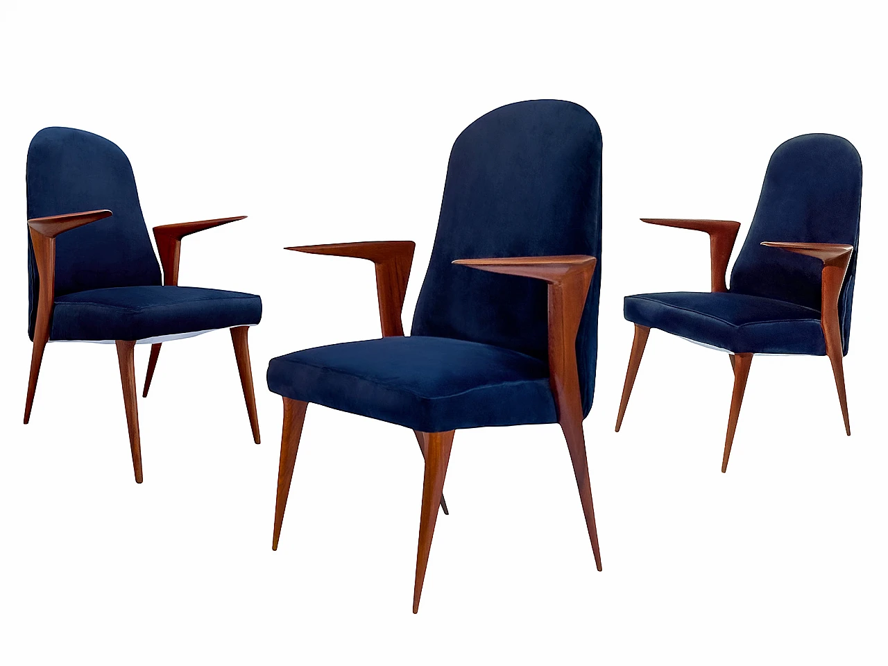 3 Italian Mid-Century chairs with armrests by Vittorio Dassi, 50s 1