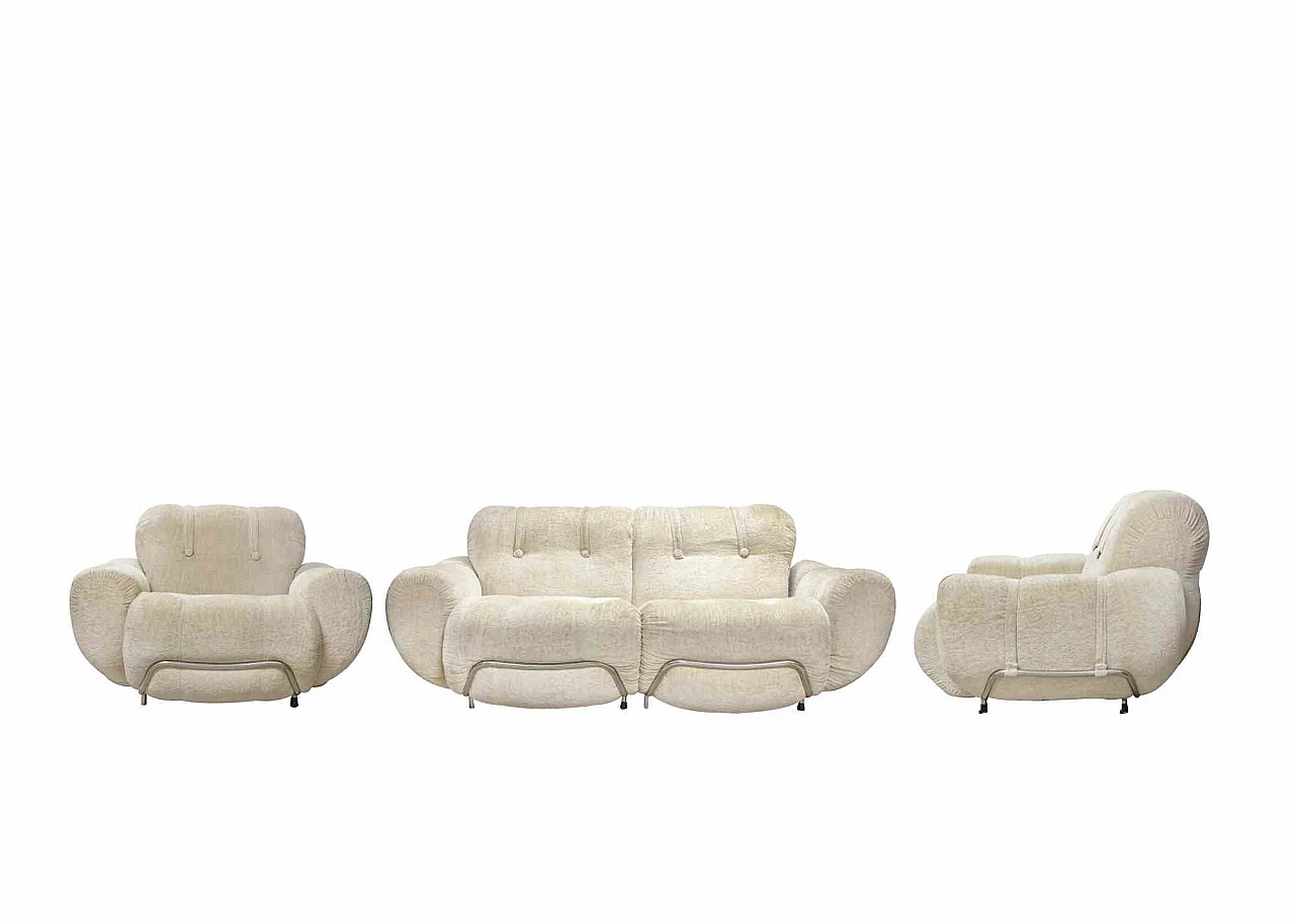 Adriano Piazzesi, Sofa and Armchairs Set 1960s-1970s 1