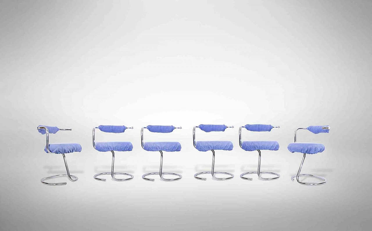 Cobra Chairs by Giotto Stoppino in light blue, 1960s-1970s 1