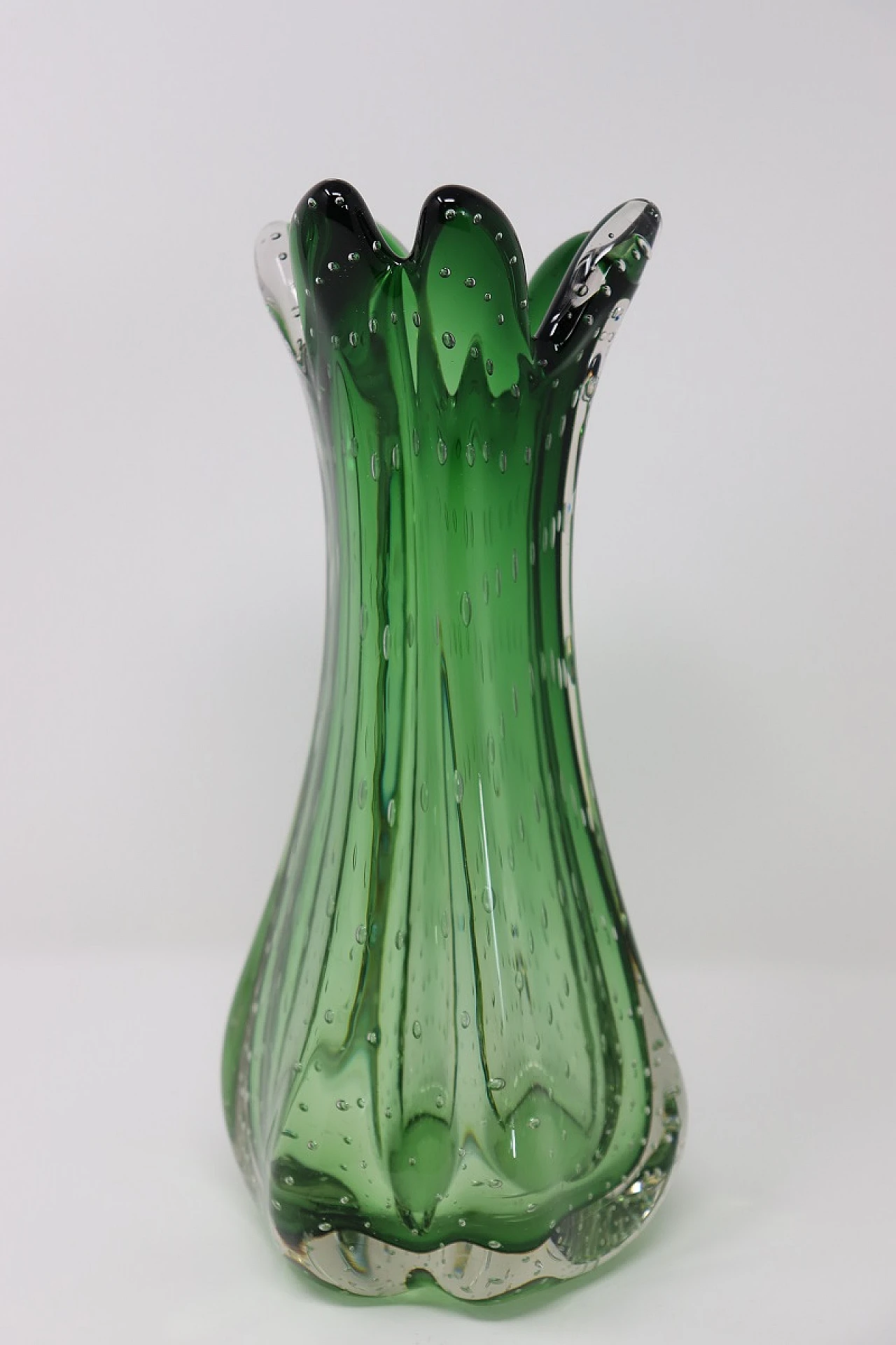 Emerald green vase, Murano 1960s 3