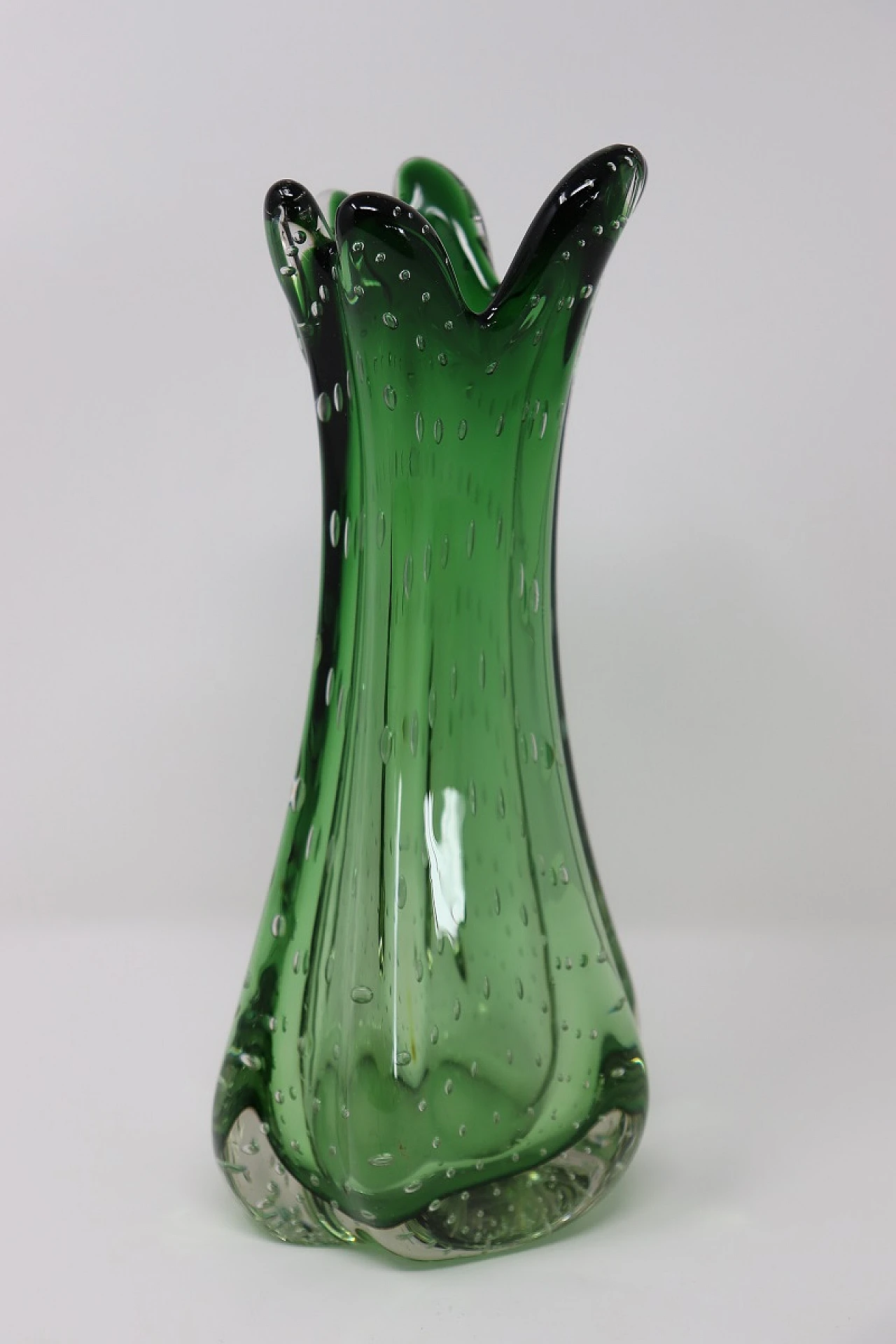 Emerald green vase, Murano 1960s 5