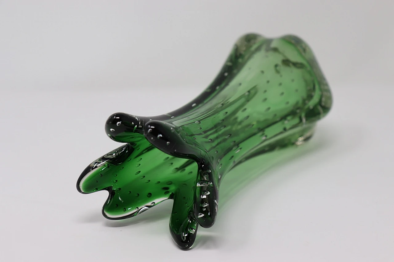 Emerald green vase, Murano 1960s 7