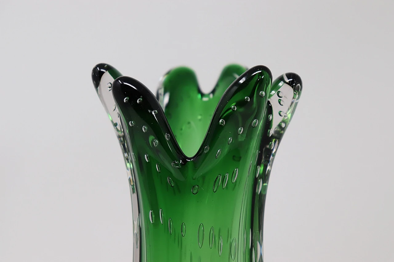 Emerald green vase, Murano 1960s 9