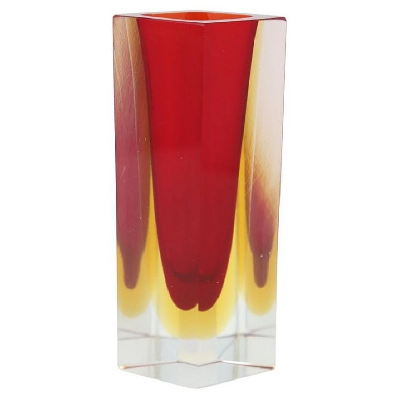 Red and yellow prism vase, Murano, 1970s 1