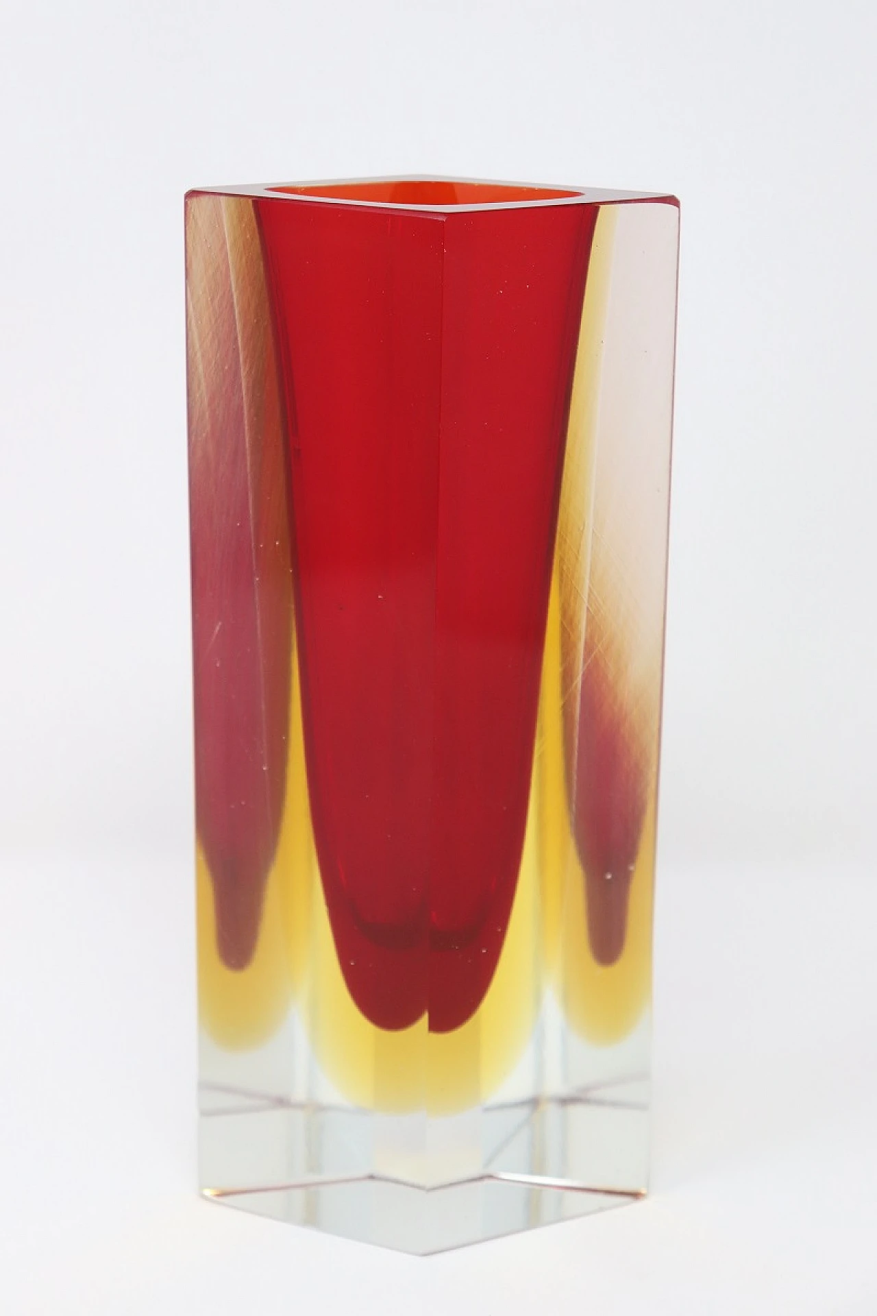 Red and yellow prism vase, Murano, 1970s 3