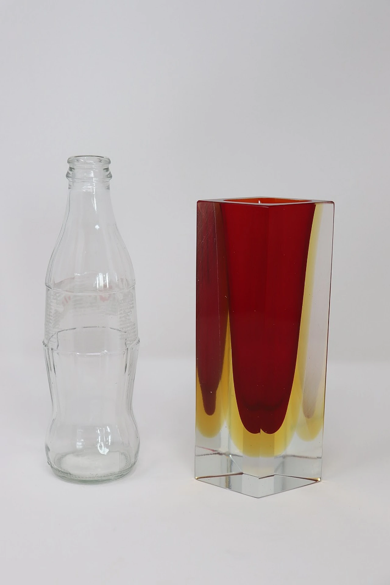 Red and yellow prism vase, Murano, 1970s 8