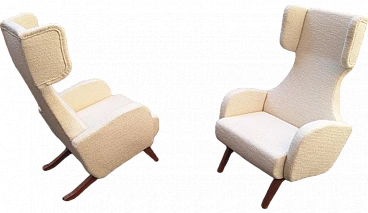 Pair of armchairs in white boucle, 1990s