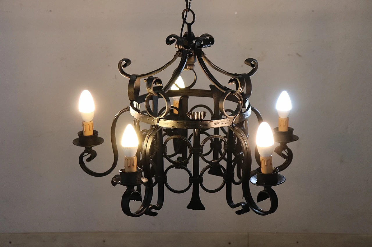 Iron chandelier, circa 1940s 2