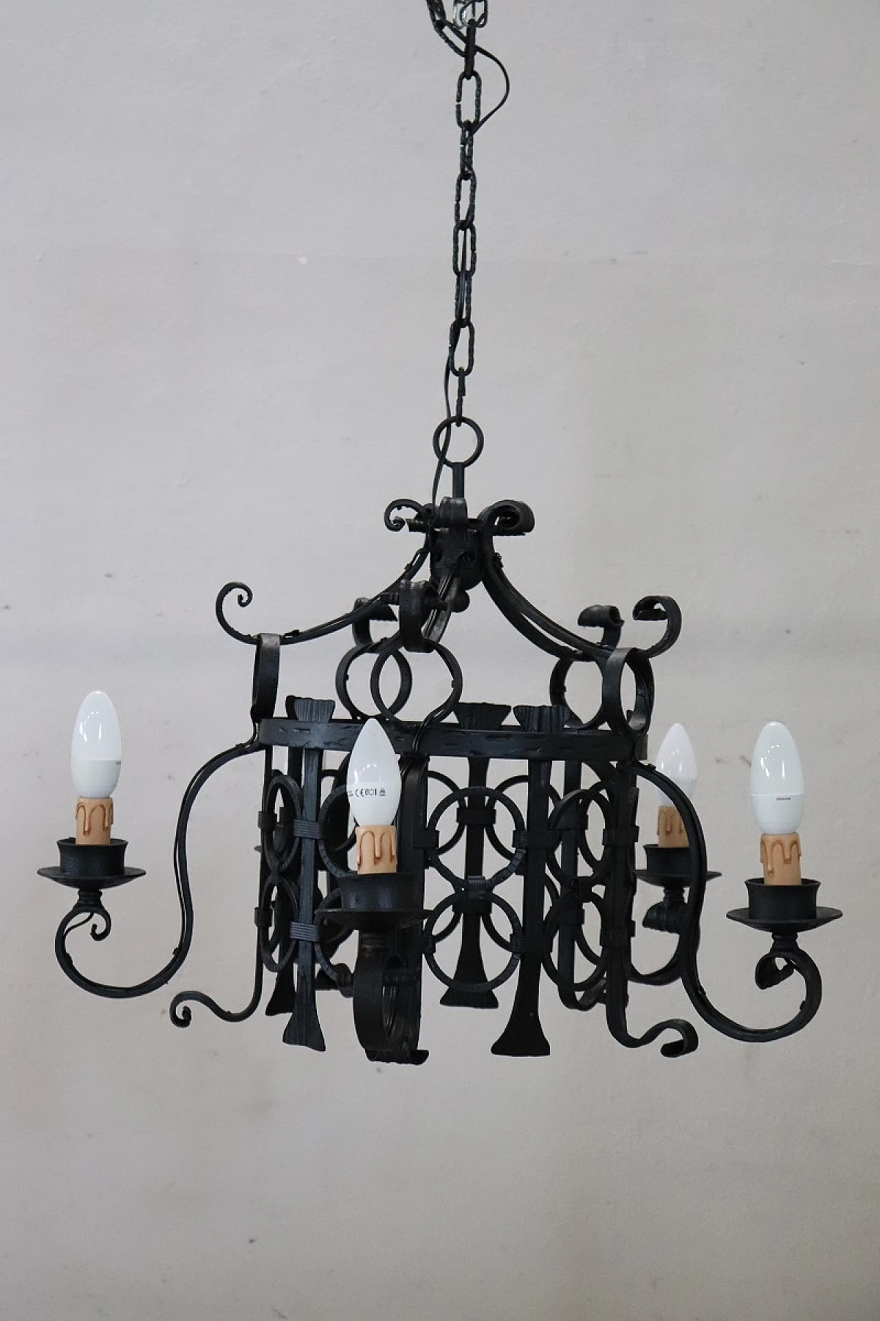 Iron chandelier, circa 1940s 4