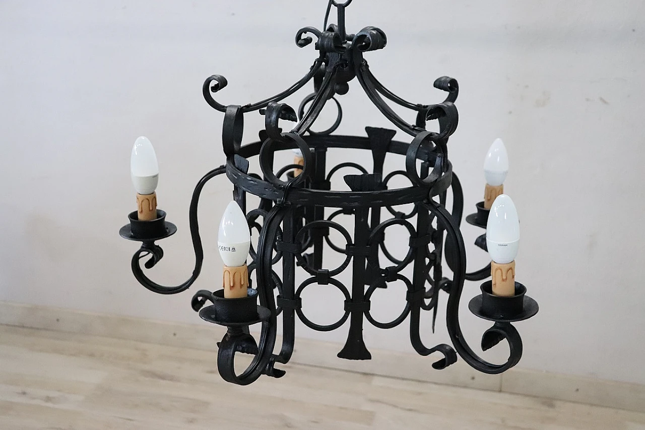 Iron chandelier, circa 1940s 5