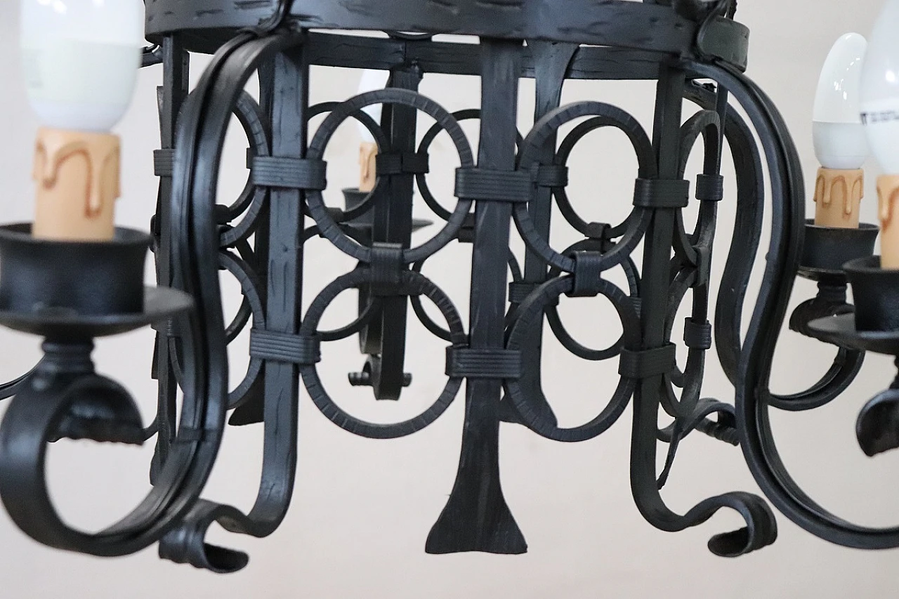 Iron chandelier, circa 1940s 8