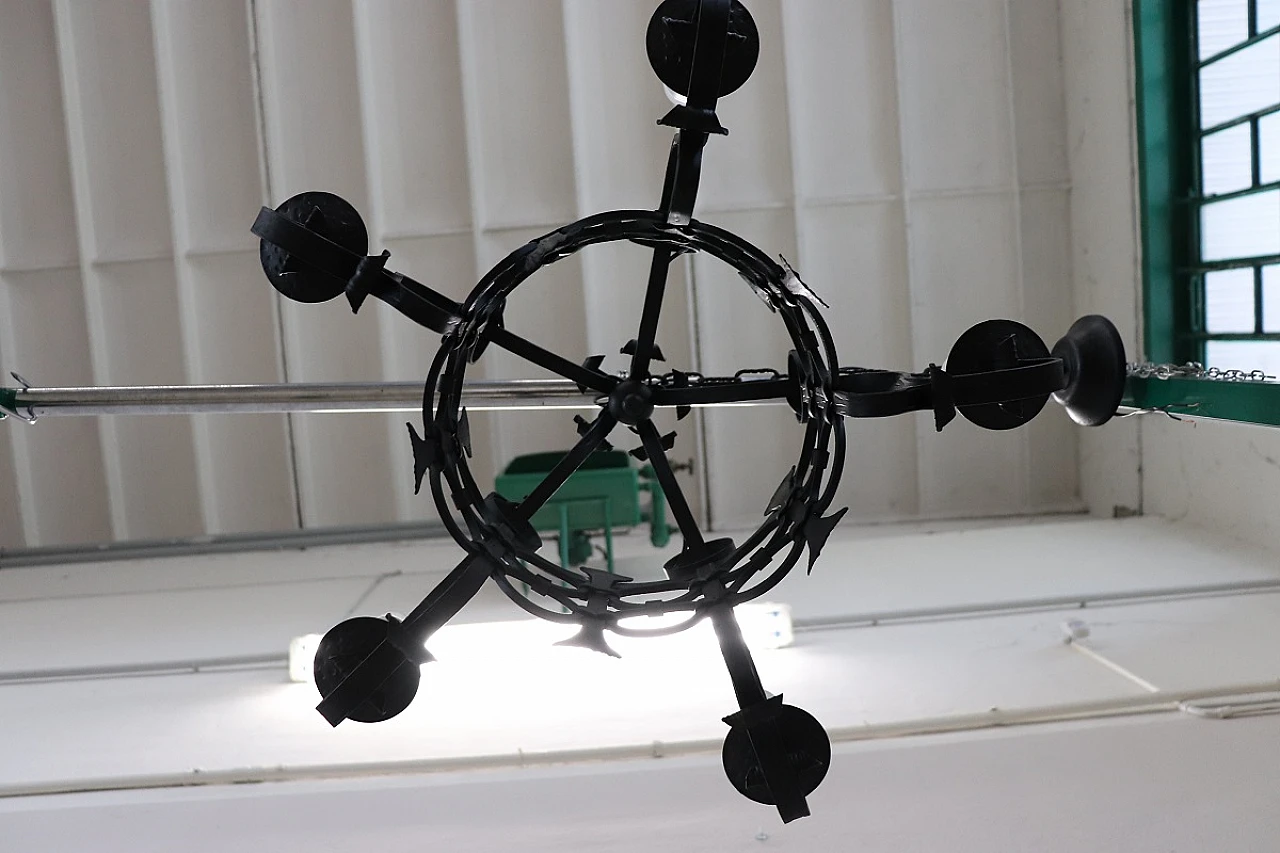 Iron chandelier, circa 1940s 10