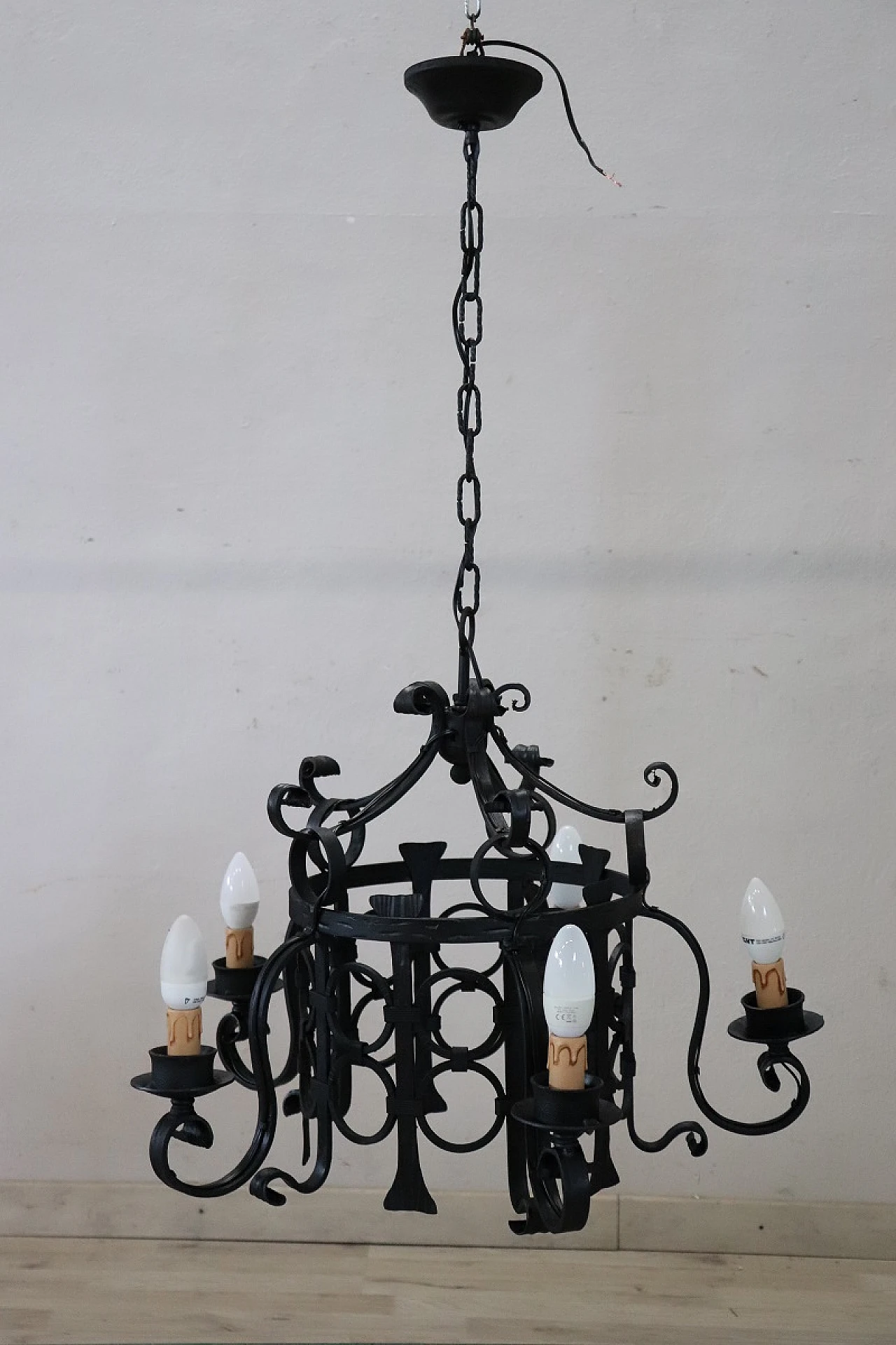 Iron chandelier, circa 1940s 11