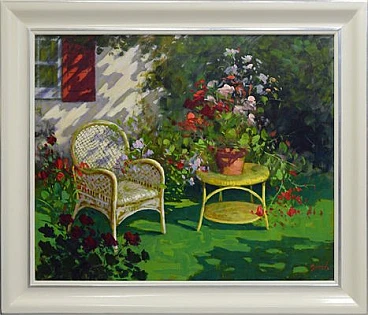 In the garden of Renato Criscuolo, oil on canvas, 2000s