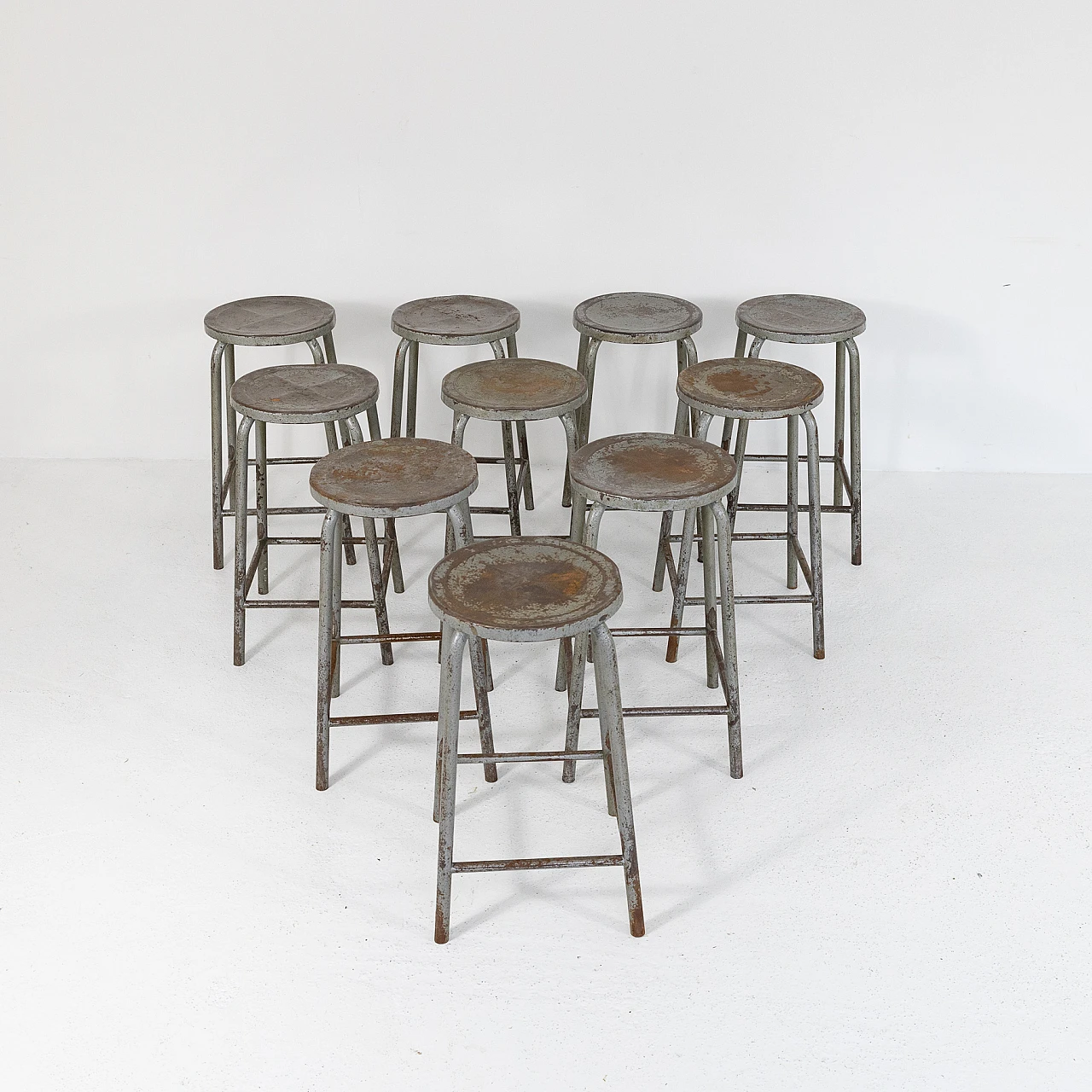 10 Industrial metal stools, 1970s 1