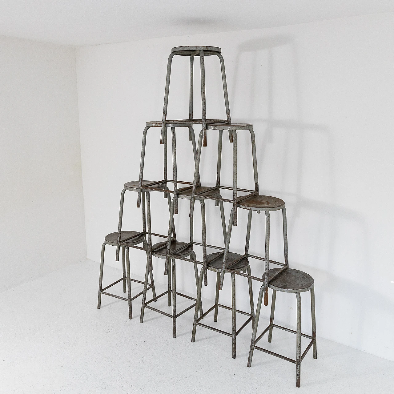 10 Industrial metal stools, 1970s 5