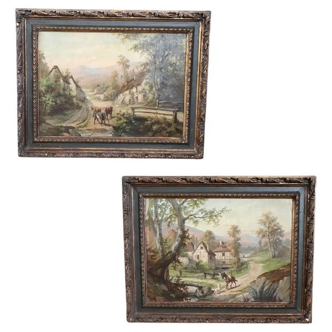 Pair of oil on canvas paintings dated 1890 1