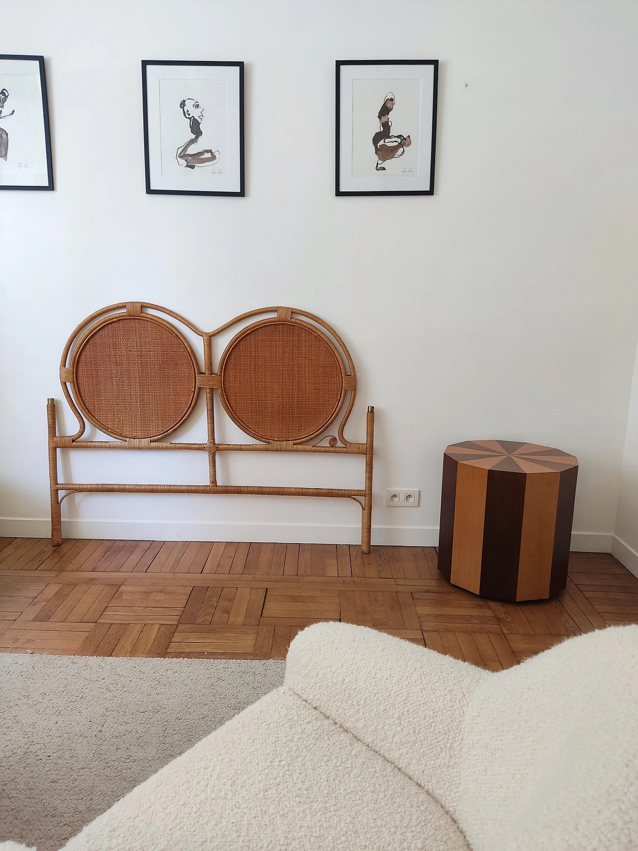 Bamboo and rattan Dal vera attr. double headboard, 1960s 1