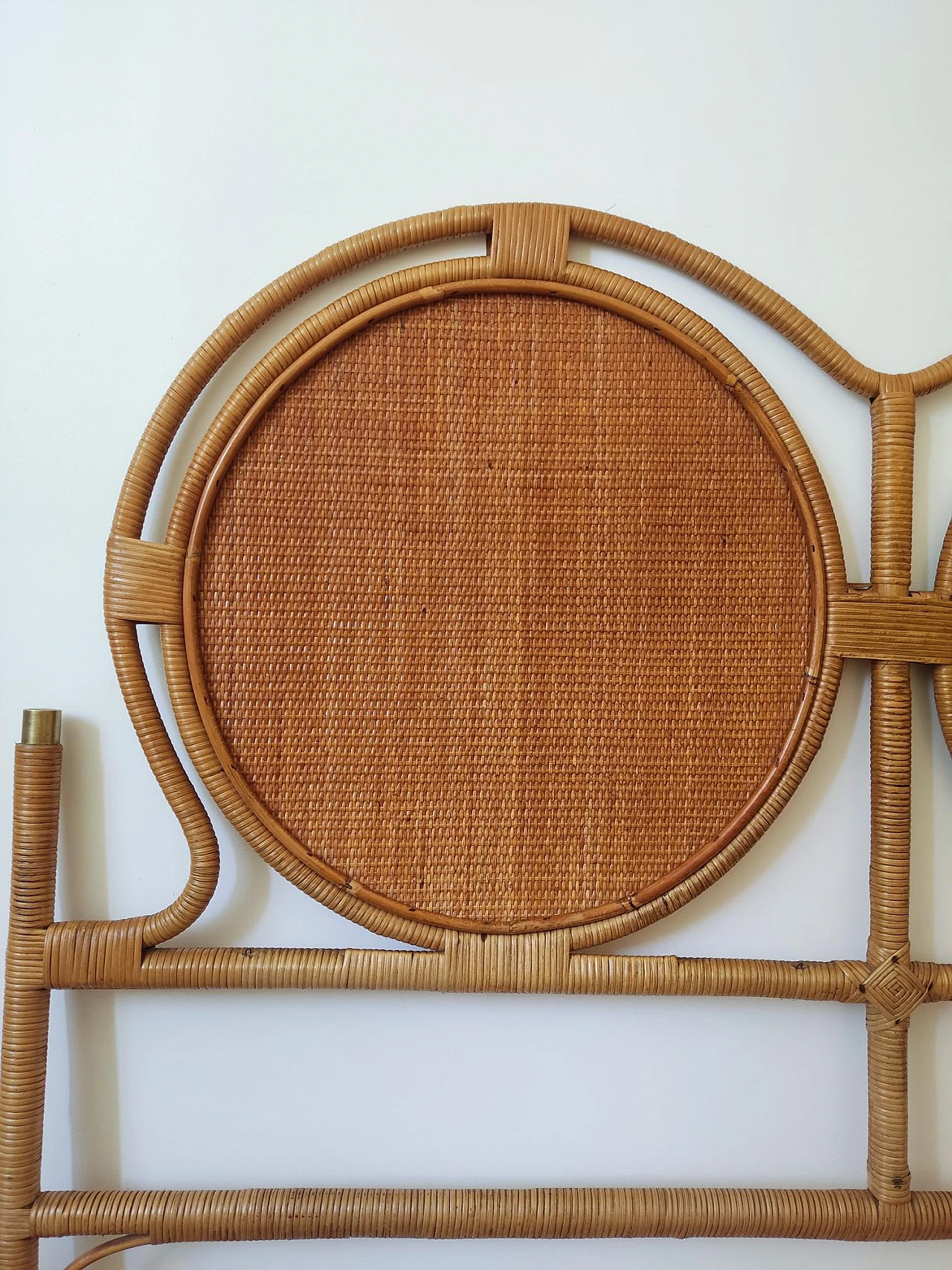 Bamboo and rattan Dal vera attr. double headboard, 1960s 4