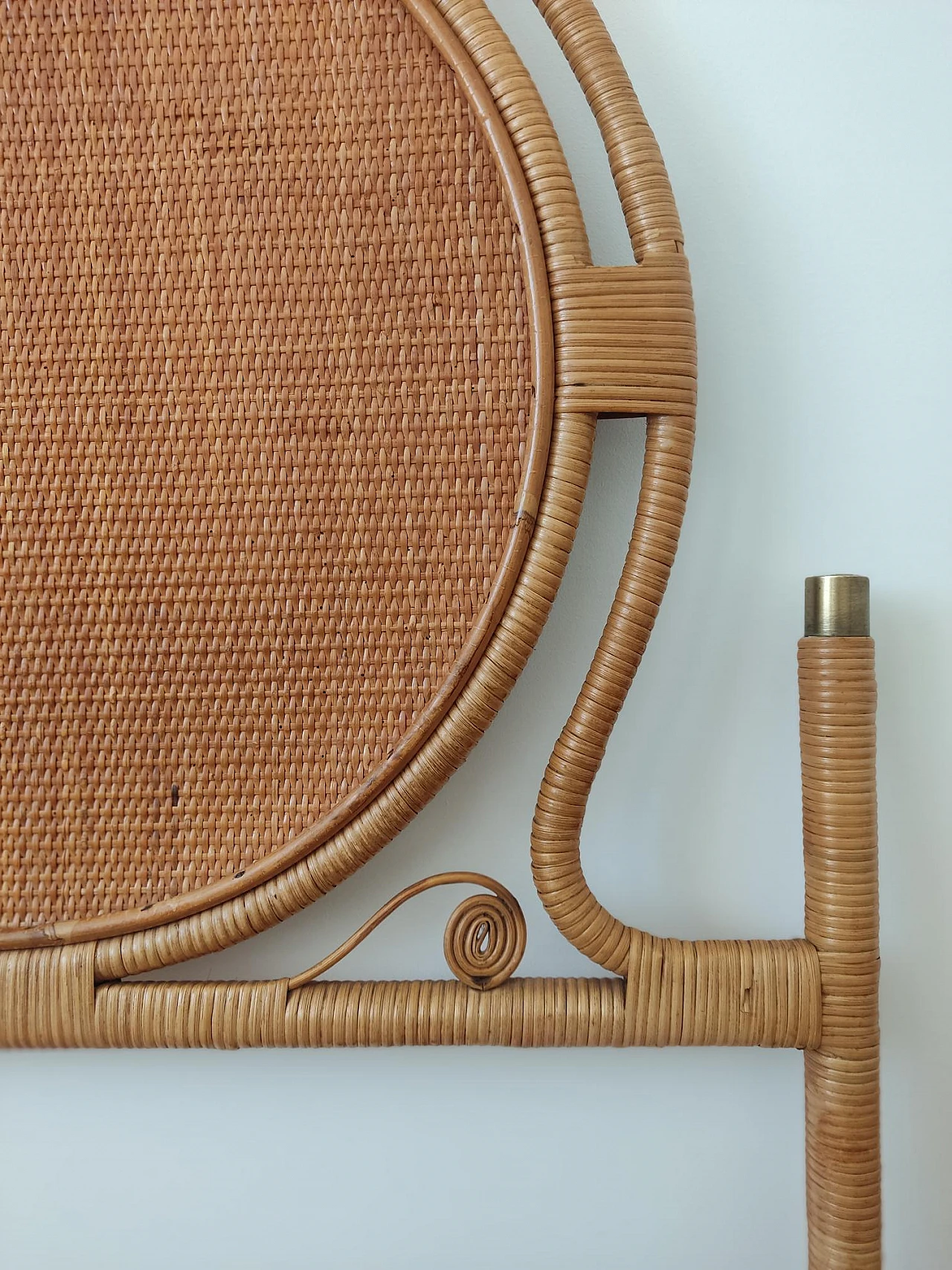 Bamboo and rattan Dal vera attr. double headboard, 1960s 7