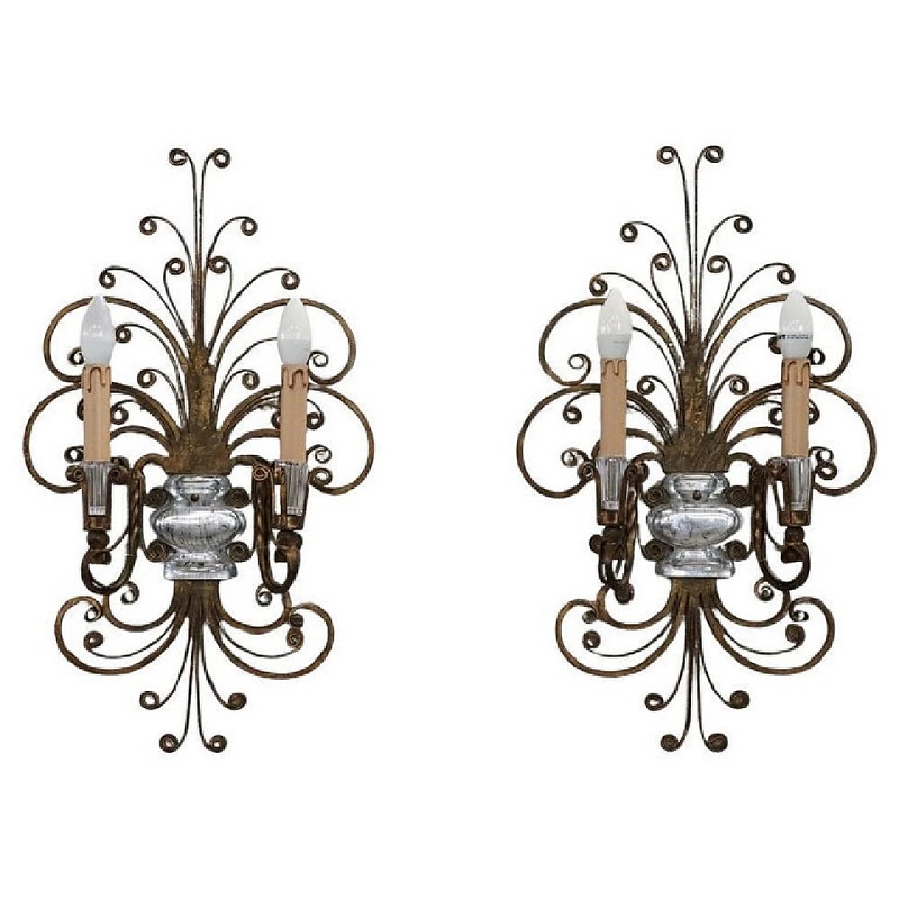 Pair of 1950s wall lights attributed to Maison Baguès 1