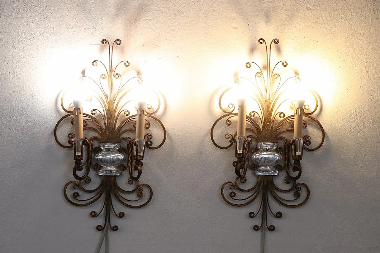 Pair of 1950s wall lights attributed to Maison Baguès 2