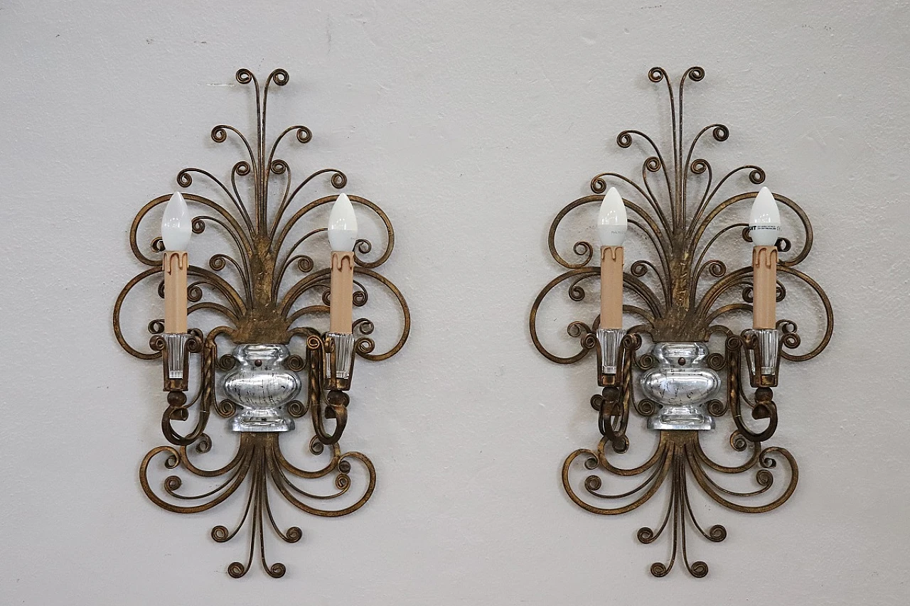 Pair of 1950s wall lights attributed to Maison Baguès 3