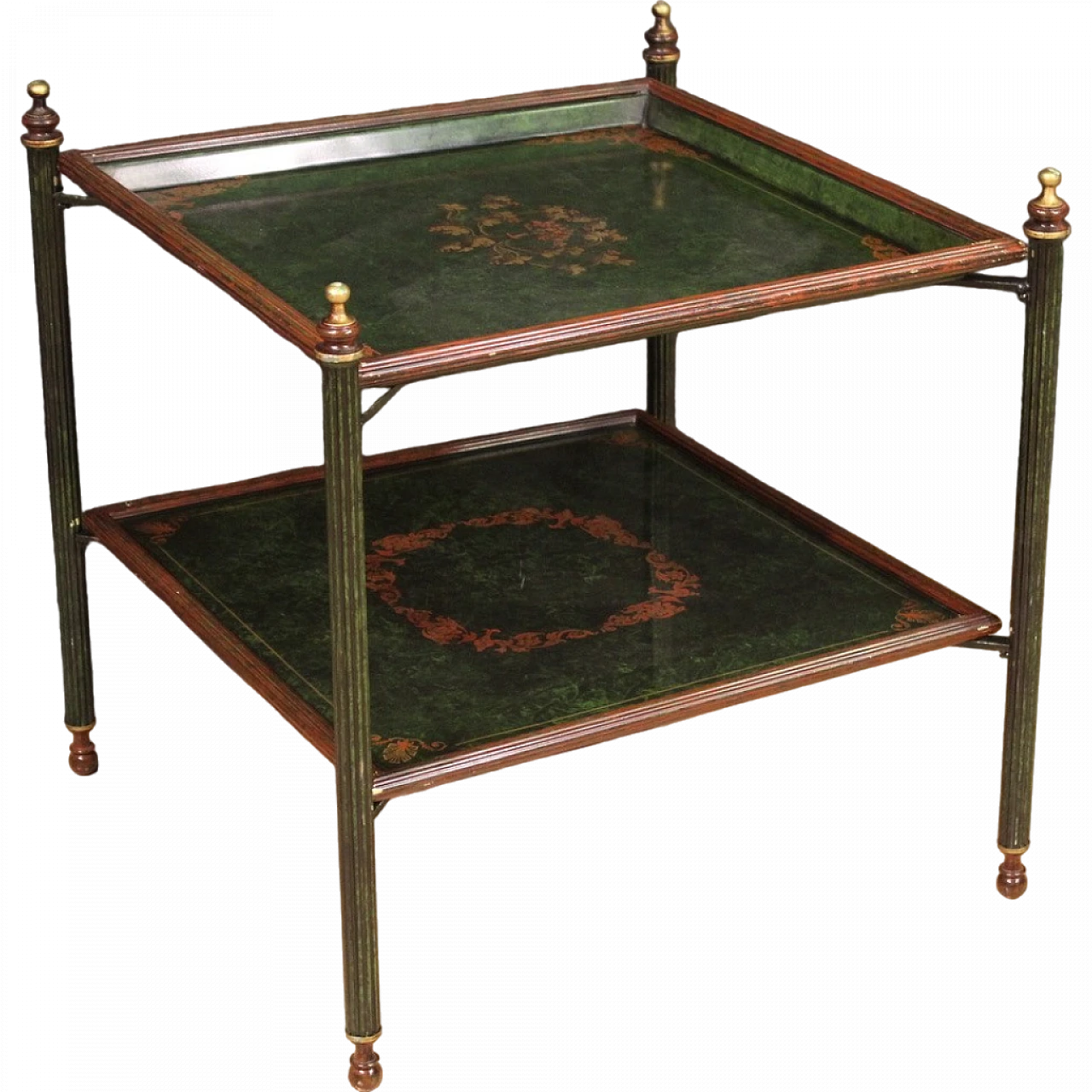 Foldable painted green metal coffee table, 20th century 13