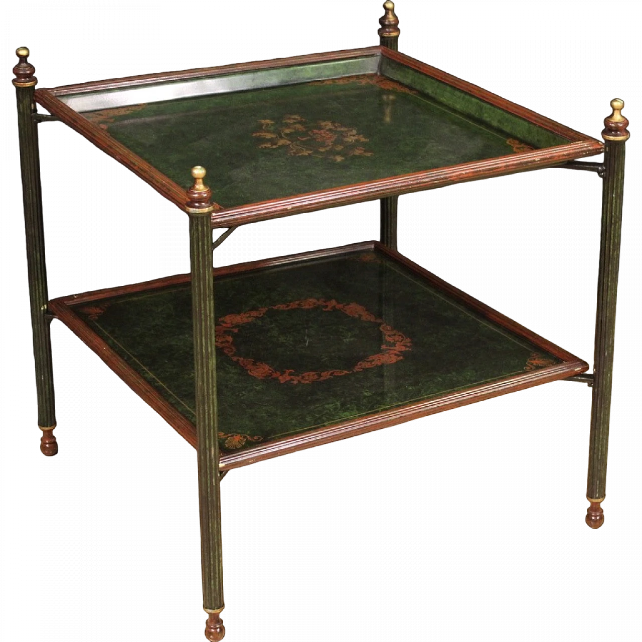 Foldable painted green metal coffee table, 20th century 14