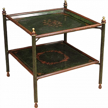 Foldable painted green metal coffee table, 20th century