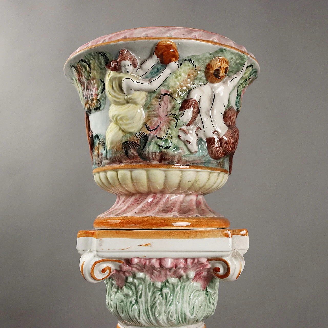 Column with cache pot Capodimonte's ceramic, '900 3