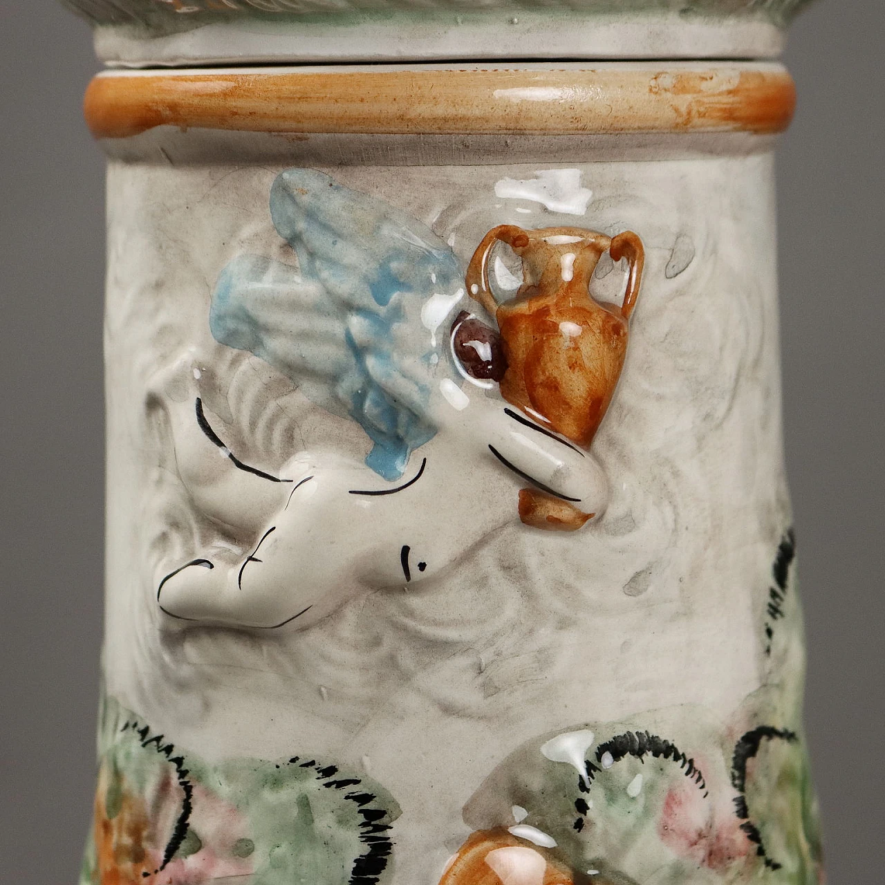 Column with cache pot Capodimonte's ceramic, '900 4