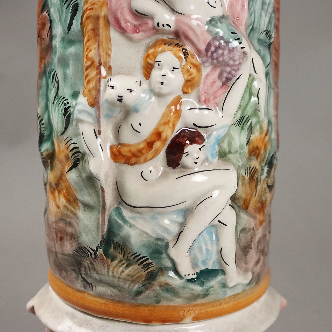 Column with cache pot Capodimonte's ceramic, '900 6