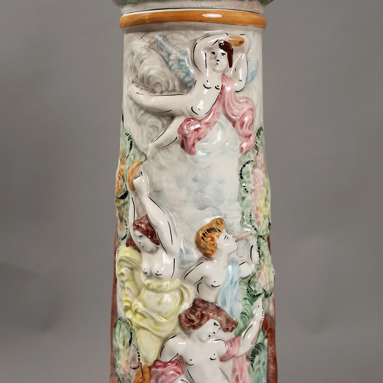 Column with cache pot Capodimonte's ceramic, '900 10