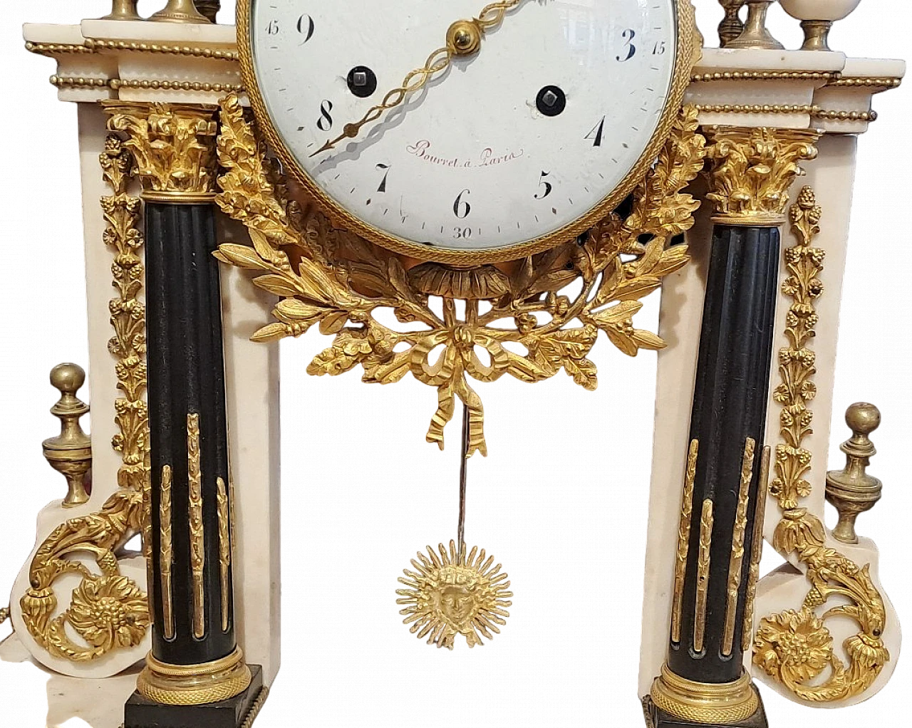 French pendulum clock in marble and gilded bronze, 18th century 11