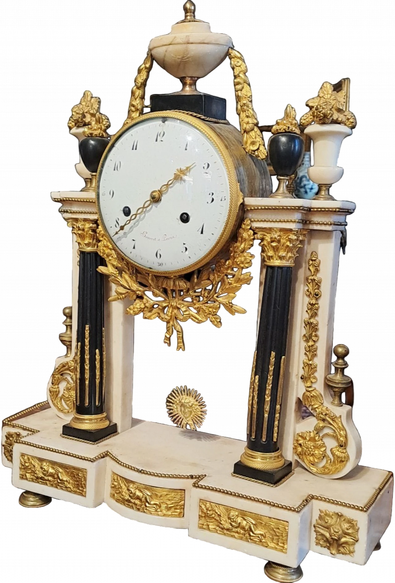 French pendulum clock in marble and gilded bronze, 18th century 13