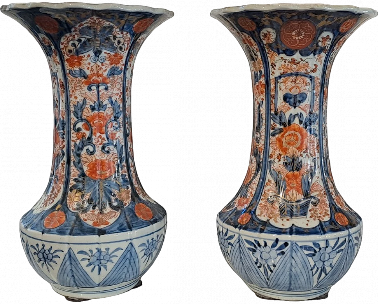 Pair of Imari trumpet vases in Japanese porcelain, 19th century 8