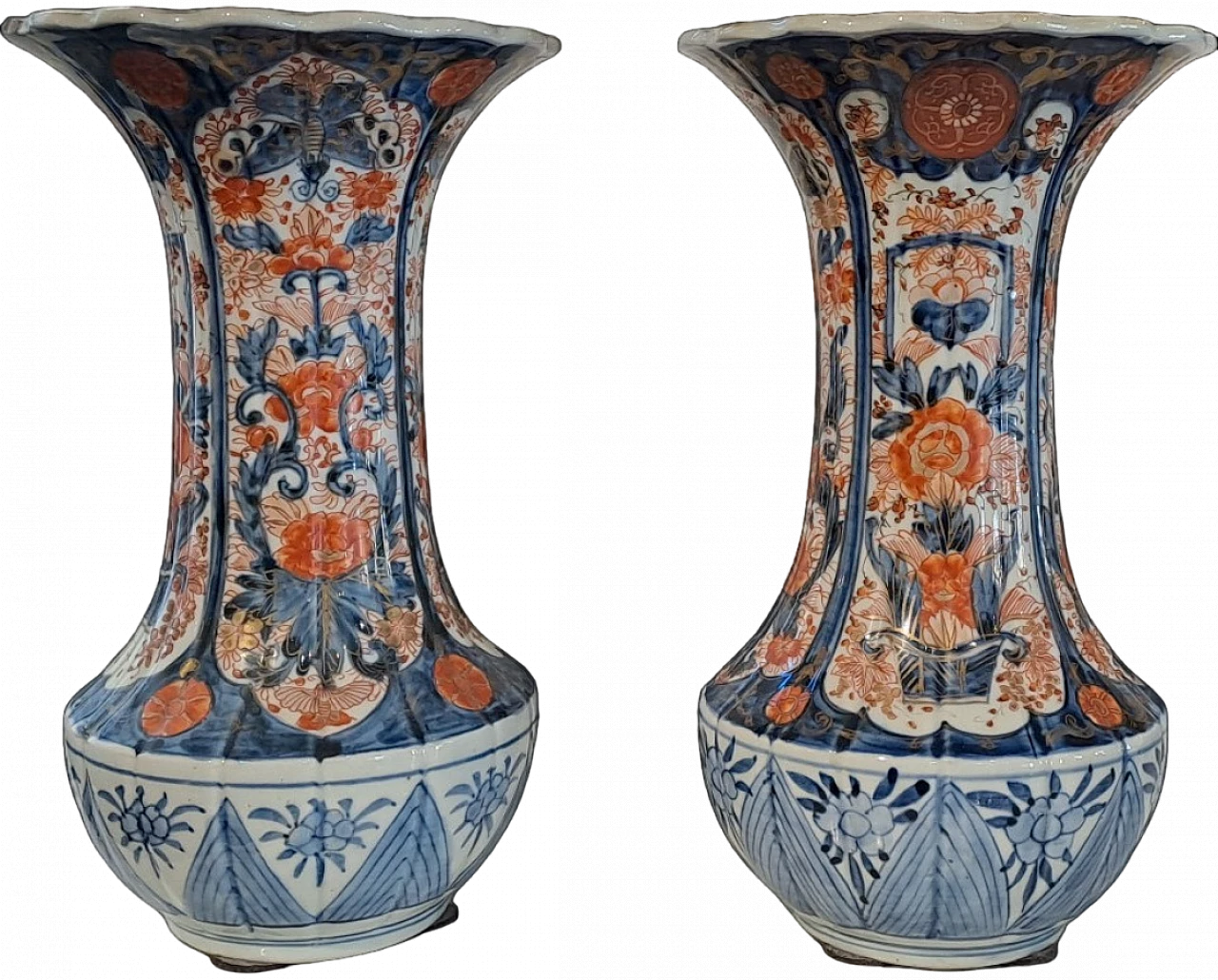 Pair of Imari trumpet vases in Japanese porcelain, 19th century 9