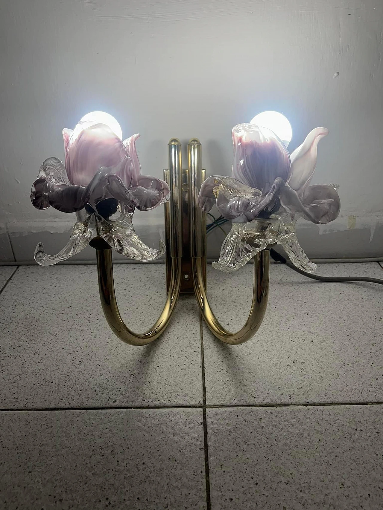 Pink and gold Murano wall light 1