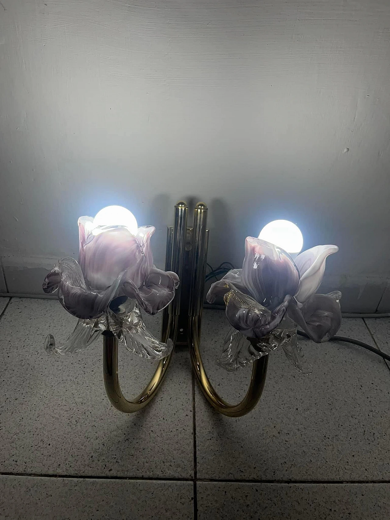 Pink and gold Murano wall light 2