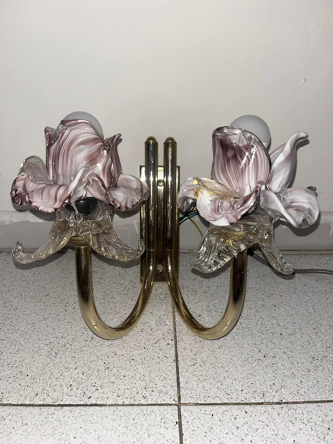 Pink and gold Murano wall light 9